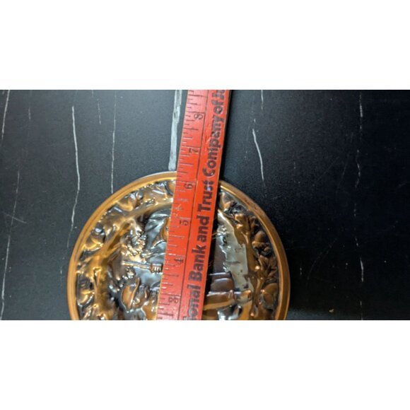 Copper Hunting Scene Plate Hanging Hook Rustic Look vintage decorative 6.5" - Picture 6 of 6